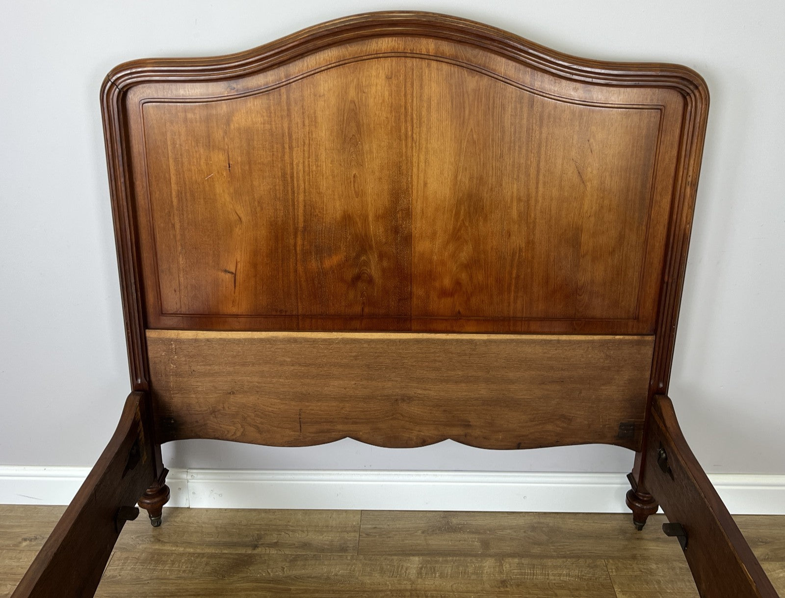 Bed Antique French Style Double Bed Frame Walnut Carved Headboard LOT 64076