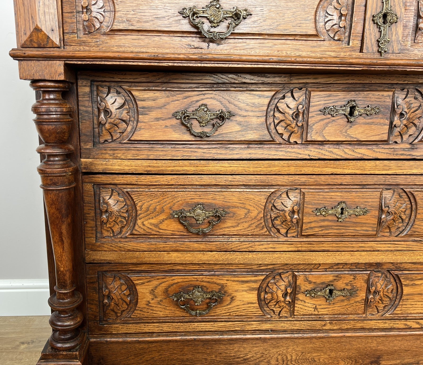 Chest of Drawers Antique French Style Marble Top Walnut Cabinet LOT 60778