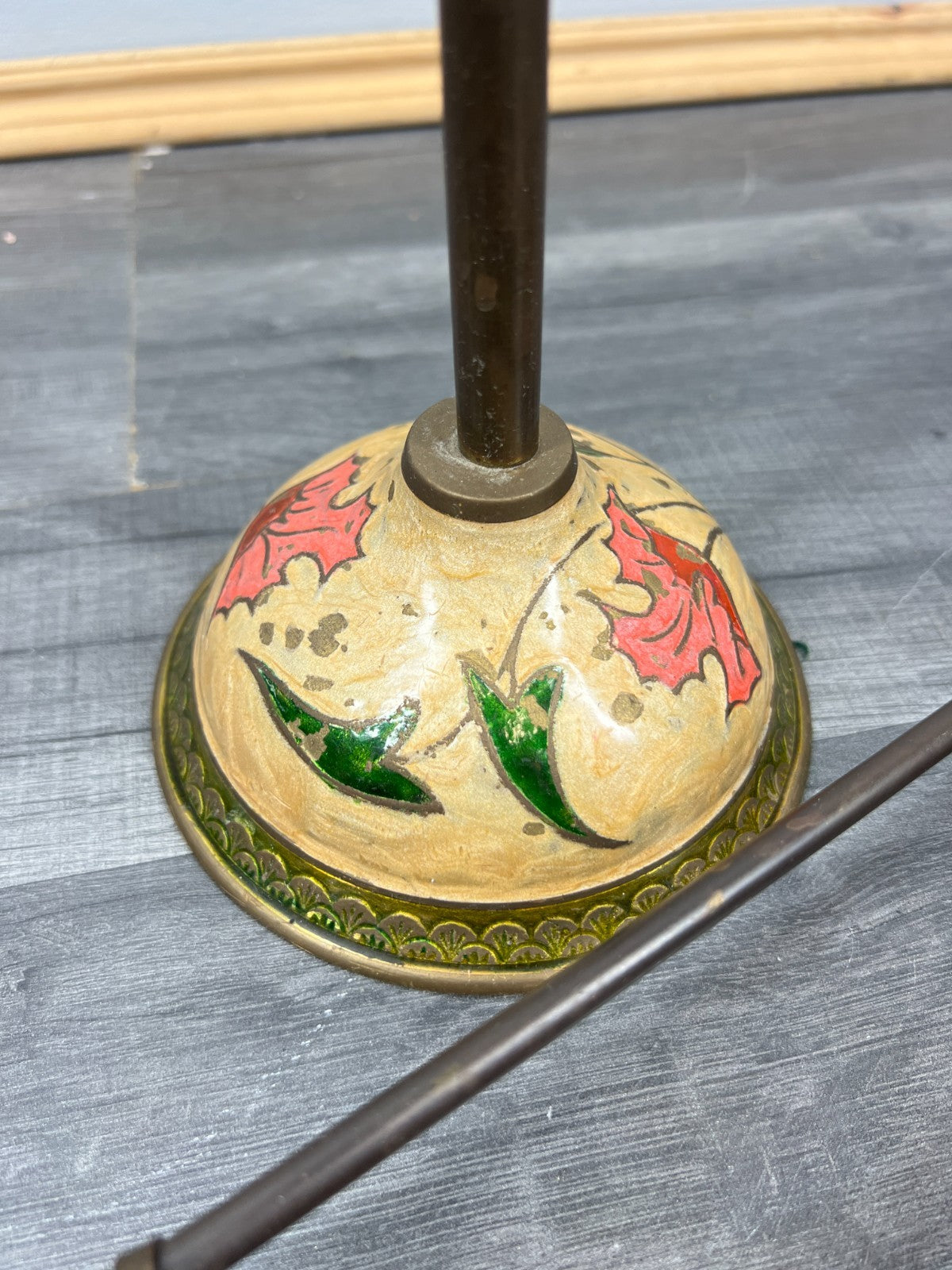 Fireplace Set Vintage French Hand Painted 5-Piece Brass Tool Stand LOT 441614